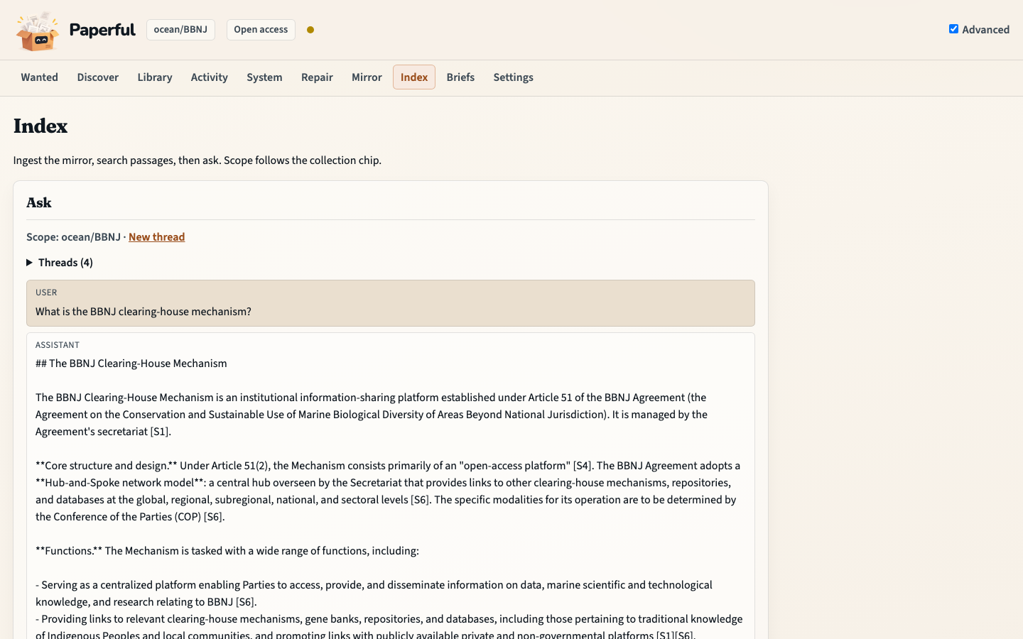 Index Ask: a cited answer from PDFs already on disk in ocean/BBNJ
